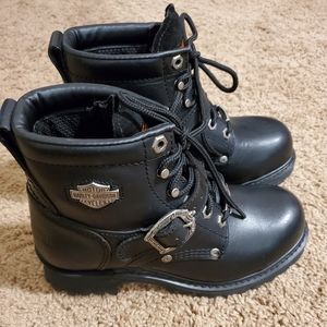 Harley Davidson black leather combat boots Sz 7